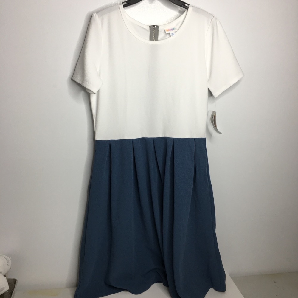 LuLaRoe Amelia XL New white blue solid textured